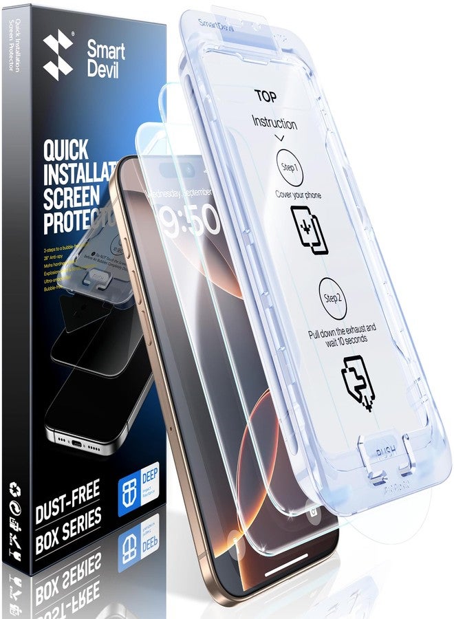SMARTDEVIL 2 Pack Screen Protector for iPhone 16 Pro Max (6.9 Inch) Tempered Glass, HD Clear Film, Easy Installation, Dust-Free & Bubble-Free - Image 1