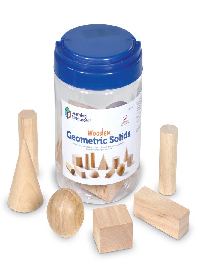 Learning Resources Geometric Solids, Wooden Shapes, Set of 12 Geometric Shapes, Ages 6+ - Image 1