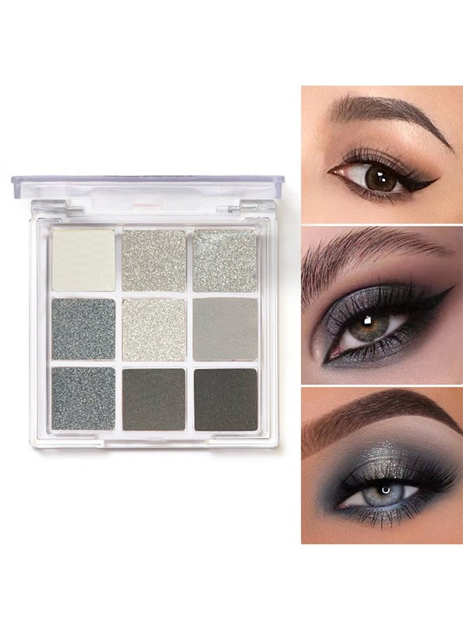COLOR VIBES 9 Color Black Grey Cool Toned Eyeshadow Palette, Multi Color Eyes Palette Professional Makeup, Glitter Matte Natural Neutral Colorful Eyeshadow Waterproof Long Lasting Natural Mixing Pigment Makeup  - Image 2