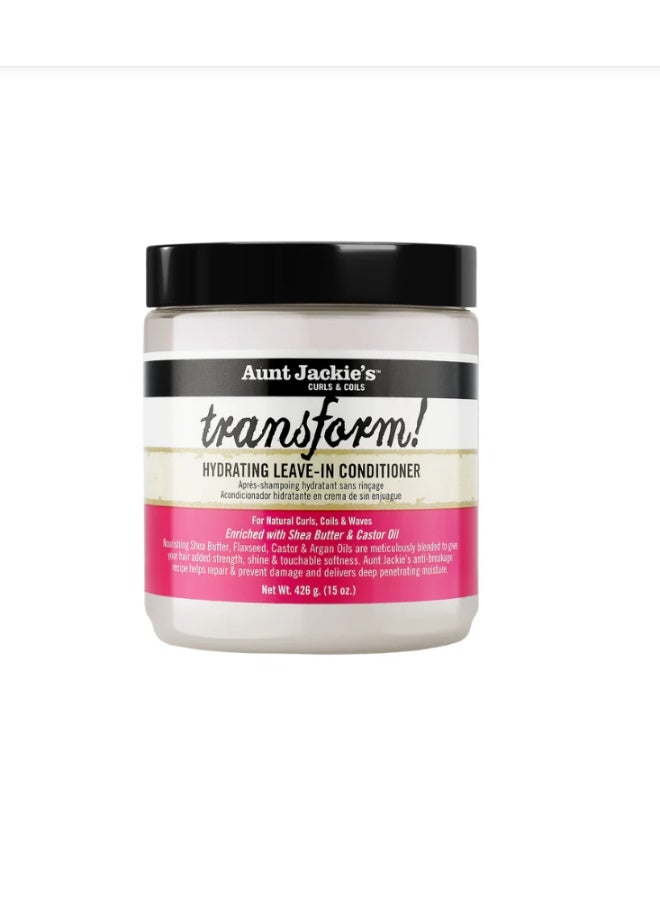 Aunt Jackie's Curls and Coils Transform Hydrating Leave-In Creme Conditioner for All Hair Types and Textures, 426 G - Image 1