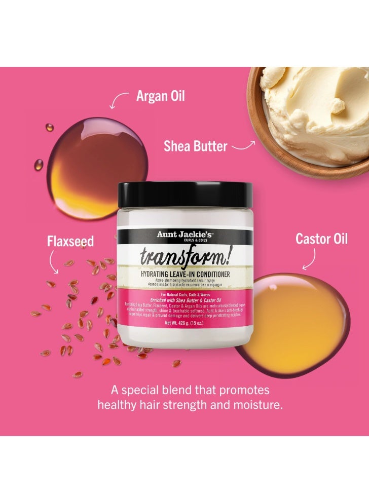 Aunt Jackie's Curls and Coils Transform Hydrating Leave-In Creme Conditioner for All Hair Types and Textures, 426 G - Image 2