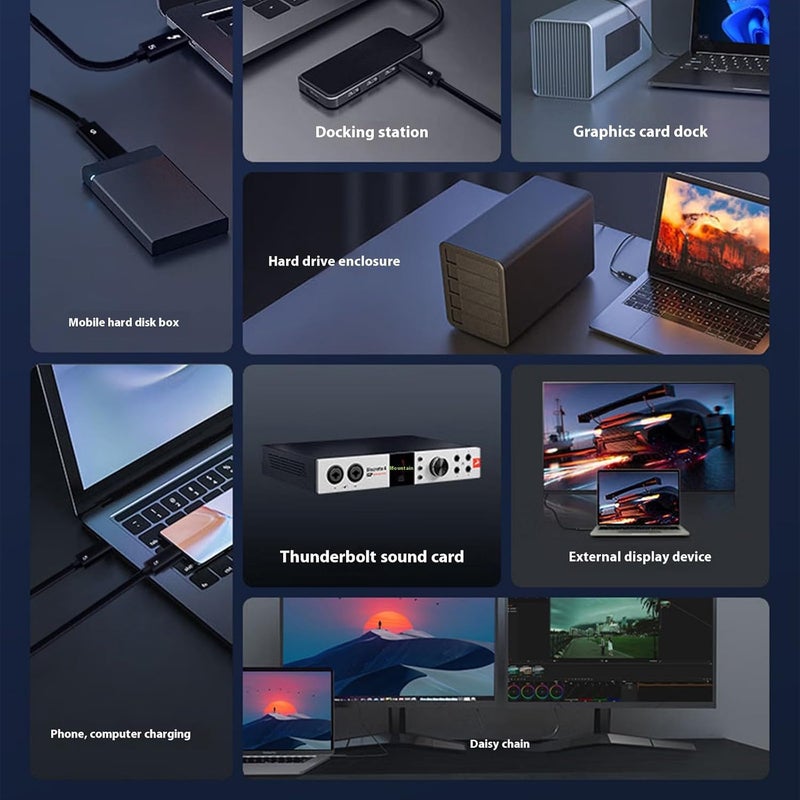 USB 4 Type C Cable 80Gbps 16K 60Hz Braided 0 5m Data Transfer Cord - Image 5