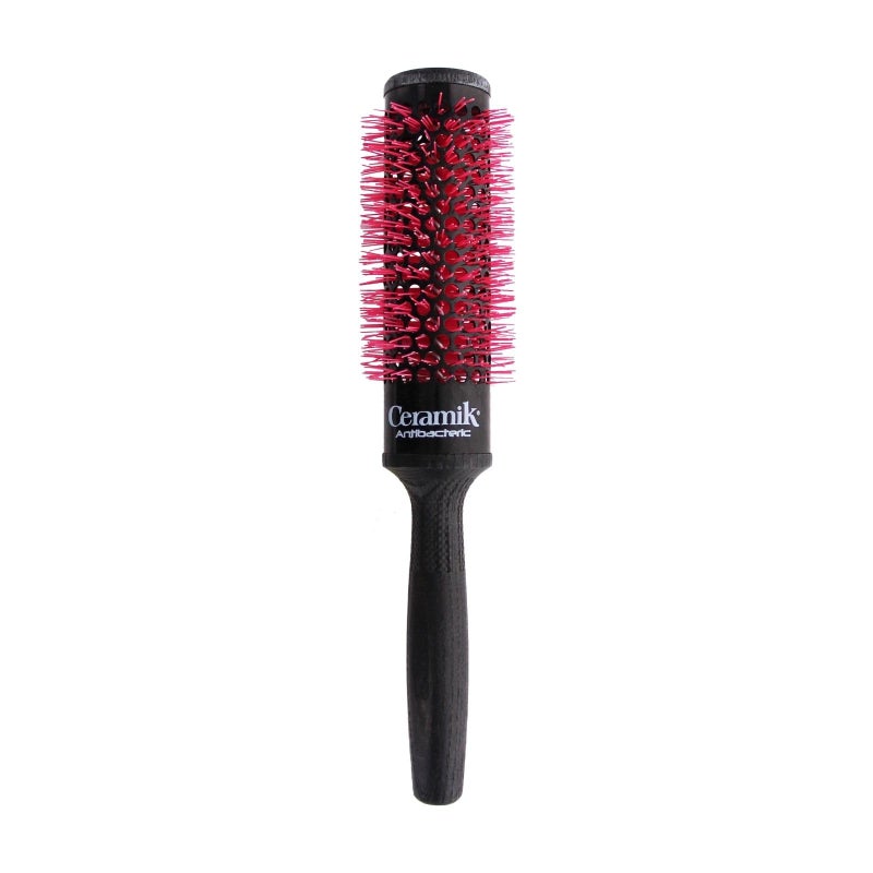 TEK Ceramik Oxy Professional Round Brush with OxygenTreated Ceramic Barrel and Wooden Handle Ideal for Styling Long Hair 142 Inch Diameter For Salon Professionals