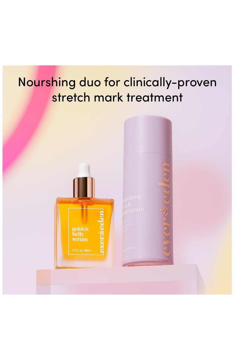 Evereden Evereden Mama Must-Have DUO - Golden Belly Stretch Mark Oil & Nourishing Stretch Mark Cream - Dermatologist-Developed Clean & Vegan Maternity Skin Care for Stretch Mark Reduction & Skin Hydration  - Image 2