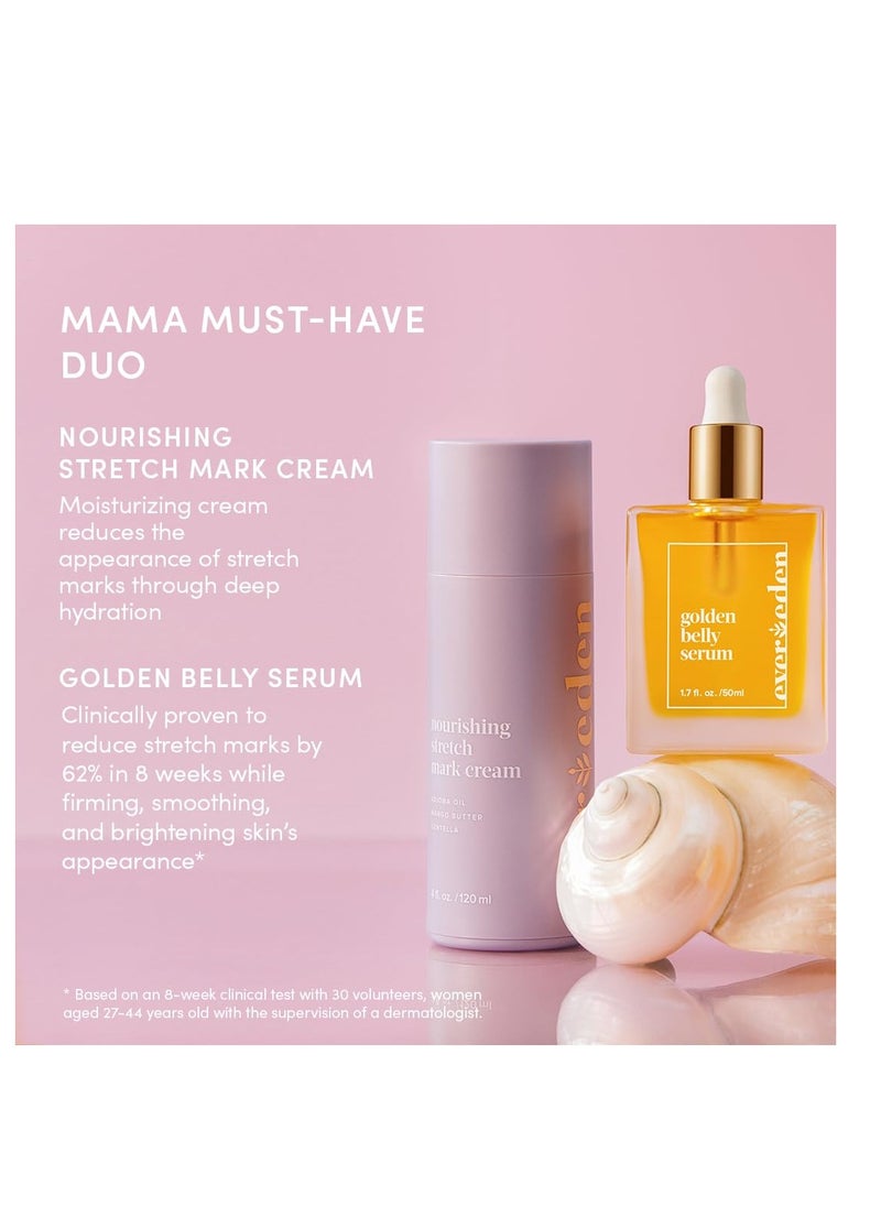 Evereden Evereden Mama Must-Have DUO - Golden Belly Stretch Mark Oil & Nourishing Stretch Mark Cream - Dermatologist-Developed Clean & Vegan Maternity Skin Care for Stretch Mark Reduction & Skin Hydration  - Image 3