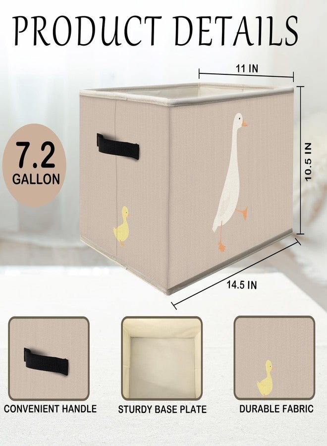 FDHSPAAM Cute Duck Nursery Storage Bins Box with Handles, Rustic Beige Farm Animal Collapsible Fabric Storage Basket Box Organizer for Bedroom Bathroom Clothes Toys Books - Image 4