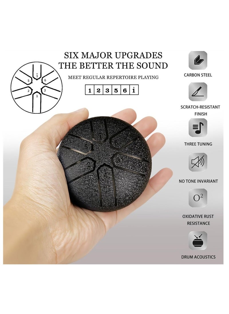 Generic Rain Chime Steel Tongue Drum, Outdoor Waterproof Mini Handpan Instrument, 3 Inches 6 Notes, Black  - Image 4