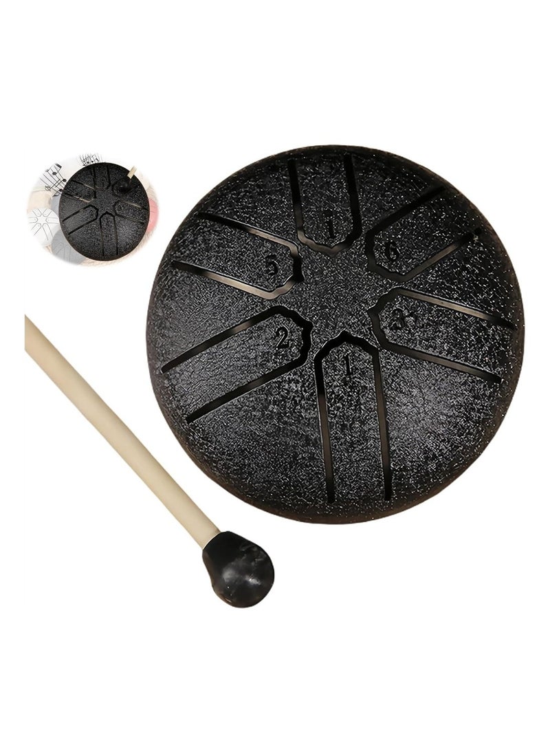 Generic Rain Chime Steel Tongue Drum, Outdoor Waterproof Mini Handpan Instrument, 3 Inches 6 Notes, Black  - Image 1