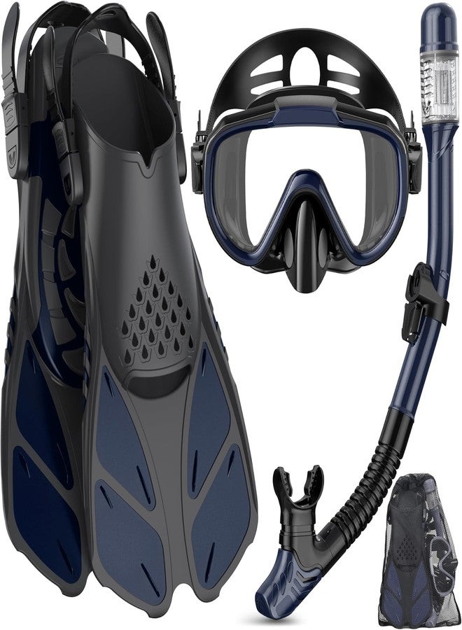Matiko Snorkeling Gear for Adults Men Women,4 in 1 Snorkel Set with Panoramic View Diving Mask Anti-Fog Anti-Leak,Dry Top Snorkel,Fins and Travel Bag for Swimming,Snorkeling and Travel Diving - Image 1