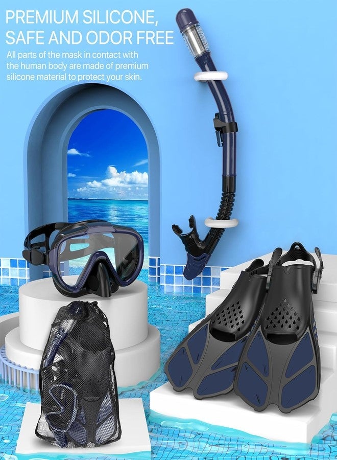 Matiko Snorkeling Gear for Adults Men Women,4 in 1 Snorkel Set with Panoramic View Diving Mask Anti-Fog Anti-Leak,Dry Top Snorkel,Fins and Travel Bag for Swimming,Snorkeling and Travel Diving - Image 5