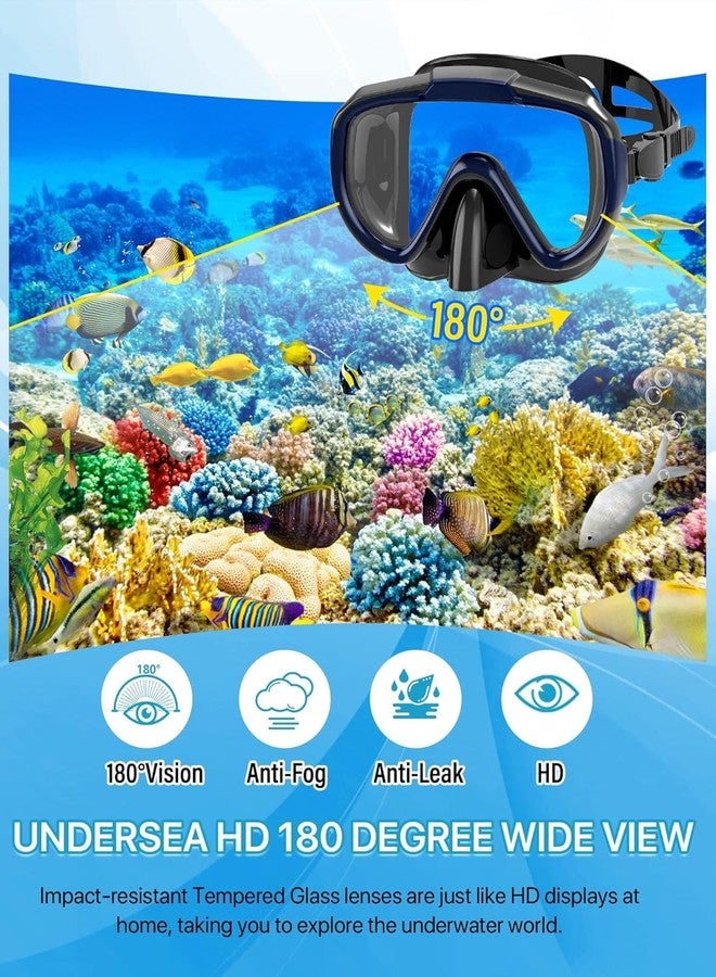 Matiko Snorkeling Gear for Adults Men Women,4 in 1 Snorkel Set with Panoramic View Diving Mask Anti-Fog Anti-Leak,Dry Top Snorkel,Fins and Travel Bag for Swimming,Snorkeling and Travel Diving - Image 2