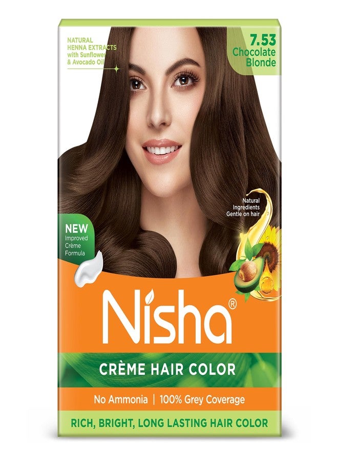 نيشا صبغة شعر دائمة من نيشا كريم، تدوم طويلاً، لون شعر يمنح لمعاناً عميقاً، تغطية كاملة للشعر الأبيض، مرطب بأعشاب طبيعية (50 غرام) أشقر شوكولاتة (عبوة من 6 قطع) - Image 3