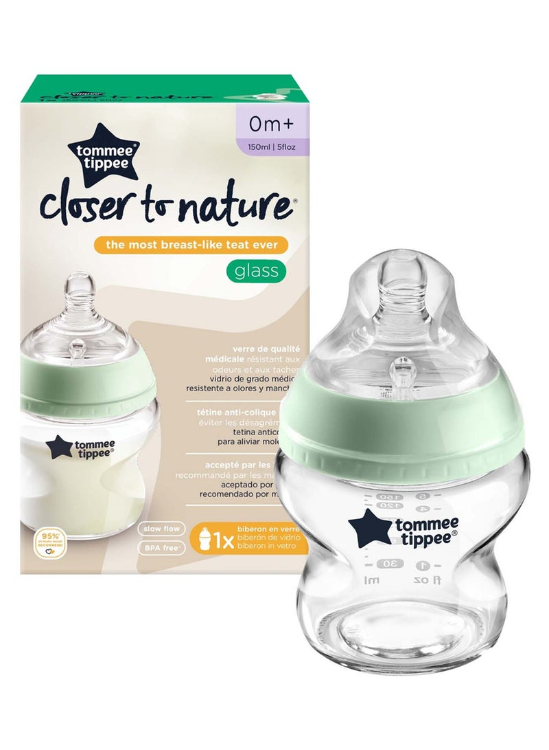 tommee tippee Pack Of 1 Closer To Nature Glass Feeding Bottle 0 Months+ 150  ml - Assorted - Image 3