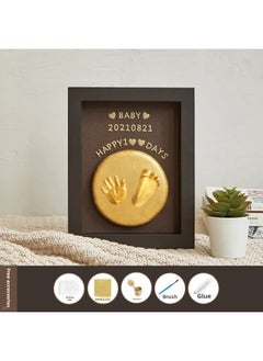 Full Moon Baby Hand And Foot Ink Pad Fetal Hair Commemorative 100 Days Handprint Footprint Commemorative Photo Frame Baby Newborn Hand And Footprint-Specifications:8inch Walnut Vertical Style (available Before Half A Year Old)