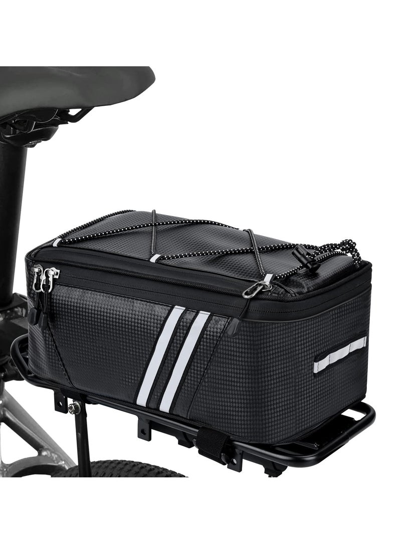 SYOSI Bicycle Rear Rack Storage Bag, Bike Reflective Trunk Bag Waterproof Rear Rack Bag For Bicycle With Reflective Strips For Outdoor Travel Camping Picnic Commuter  - Image 1