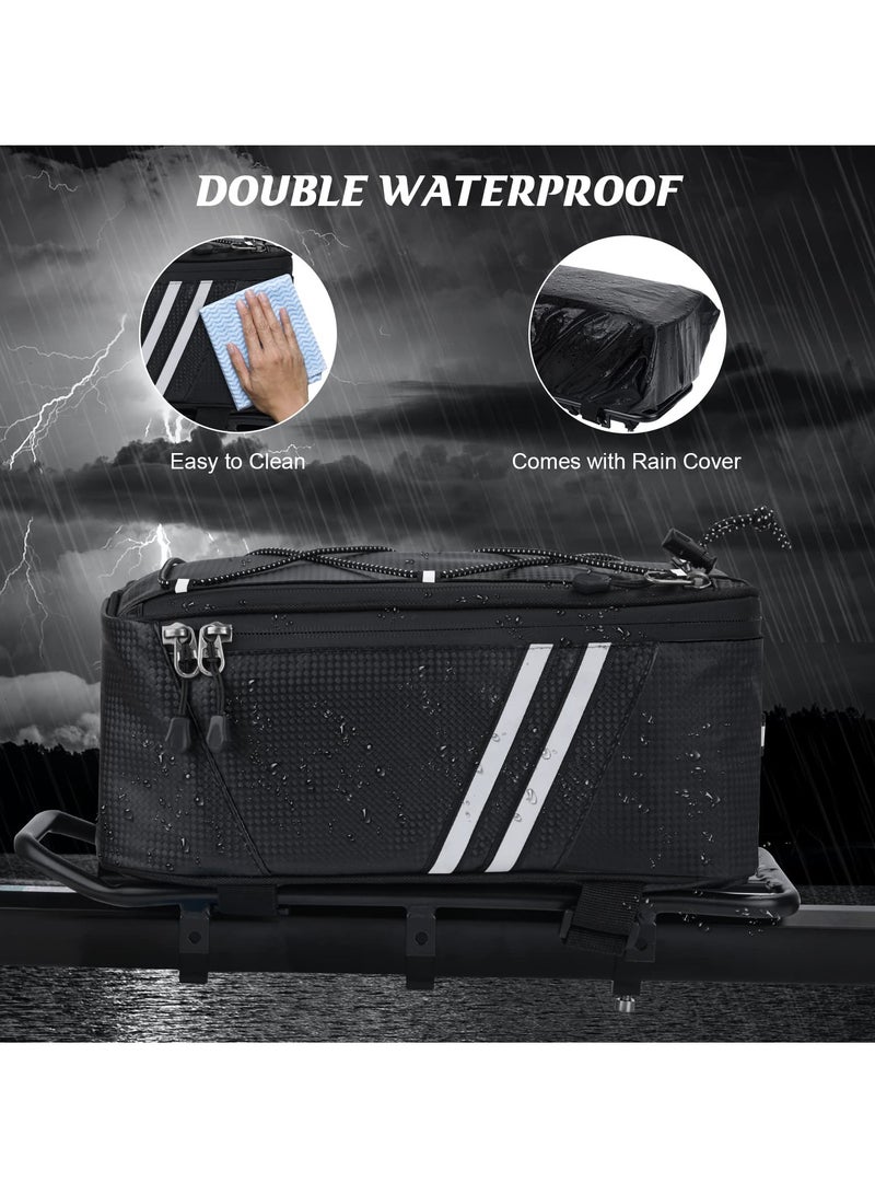 SYOSI Bicycle Rear Rack Storage Bag, Bike Reflective Trunk Bag Waterproof Rear Rack Bag For Bicycle With Reflective Strips For Outdoor Travel Camping Picnic Commuter  - Image 4