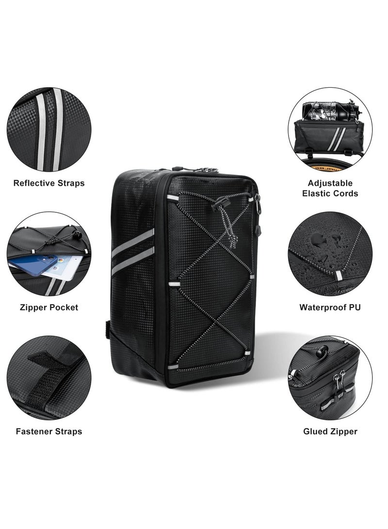 SYOSI Bicycle Rear Rack Storage Bag, Bike Reflective Trunk Bag Waterproof Rear Rack Bag For Bicycle With Reflective Strips For Outdoor Travel Camping Picnic Commuter  - Image 2