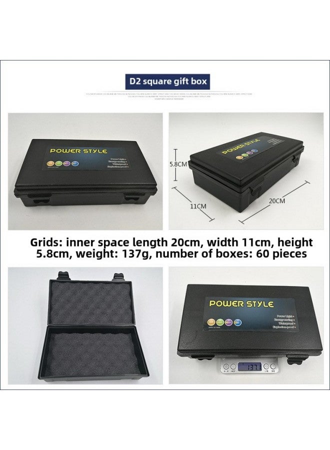 Generic Flashlight Universal Plastic Gift Box Can Be Made LOGO Sticker Flashlight Special Packaging Box Box With Lanyard-Color:D2 Black Square Plastic Box - Image 1