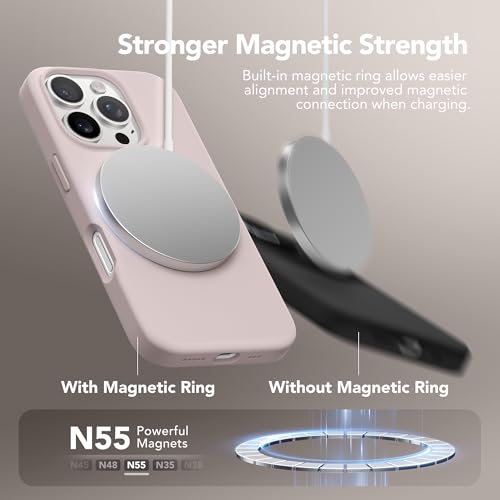 GONEZ Magnetic for iPhone 16 Pro Case, Compatible with MagSafe, [Screen Protector + Camera Lens Protector], Silicone Shockproof Anti-Scratch Protective Phone Case 6.3 inch, Light Taro - Image 3