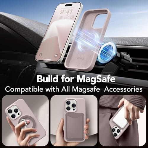 GONEZ Magnetic for iPhone 16 Pro Case, Compatible with MagSafe, [Screen Protector + Camera Lens Protector], Silicone Shockproof Anti-Scratch Protective Phone Case 6.3 inch, Light Taro - Image 4
