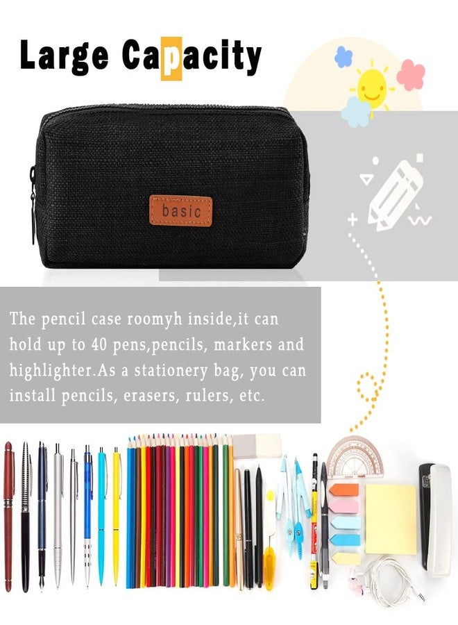 Oyachic Cute Pencil Case,Small Pencil Pouch,Pen Cases for Adults,Aesthetic Pencil Bags with Zipper,Slim Pencil Case,Black Cosmetic Makeup Bag - Image 2