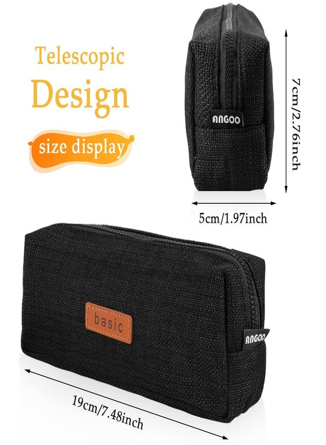 Oyachic Cute Pencil Case,Small Pencil Pouch,Pen Cases for Adults,Aesthetic Pencil Bags with Zipper,Slim Pencil Case,Black Cosmetic Makeup Bag - Image 3