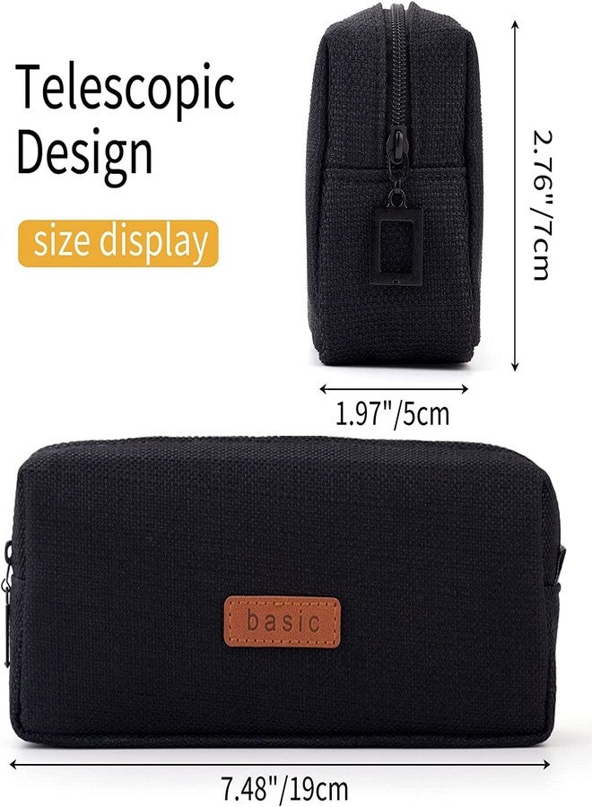 Oyachic Cute Pencil Case,Small Pencil Pouch,Pen Cases for Adults,Aesthetic Pencil Bags with Zipper,Slim Pencil Case,Black Cosmetic Makeup Bag - Image 5