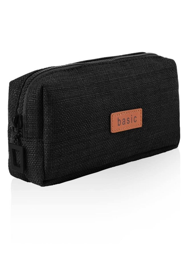 Oyachic Cute Pencil Case,Small Pencil Pouch,Pen Cases for Adults,Aesthetic Pencil Bags with Zipper,Slim Pencil Case,Black Cosmetic Makeup Bag - Image 1