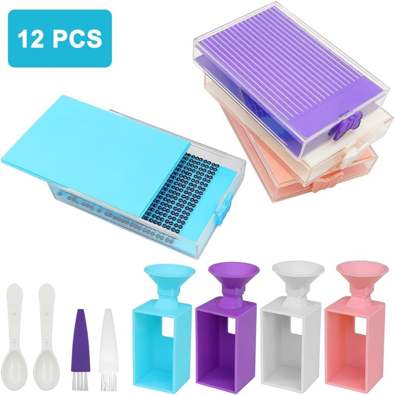 FineGood 8 Set Diamond Art Trays Accessories, Diamond Art Storage Kits for Adults Diamond Storage Containers Funnel for DIY Diamond Art Painting - Image 2