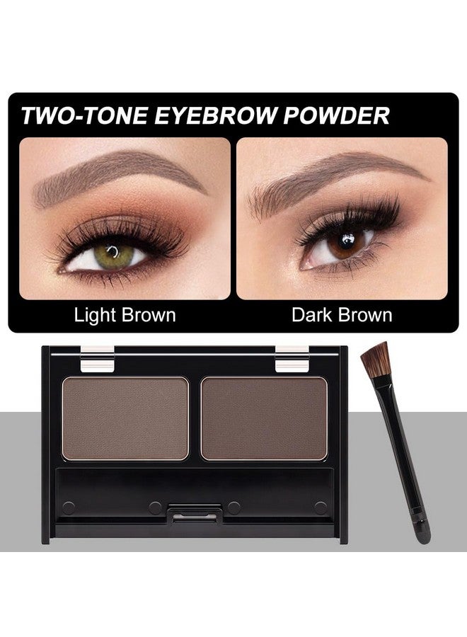 CAKAILA Eyebrow Powder Medium Brown Kit,Eye Brow Powder for Women Long-Lasting Waterproof Two Colors Brow Filler Get Full Defined Natural Brows,Eye Brow Contour Palette with Double-ended Eyebrow Brush  - Image 2