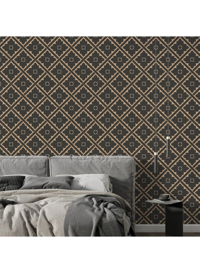 Home Gallery Dark Gothic Vintage Luxury Fabric Wallpaper Covers An Area ​​Up To 4.2Mx3M With Adhesive  And Smoothing Tool - Image 4