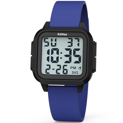 Edillas Square Sport Watch Digital for Women's Men's (Big Numbers Large Face 5ATM Waterproof Alarm Stopwatch Date Week Military Back Light) Watch for Teenagers - Image 1