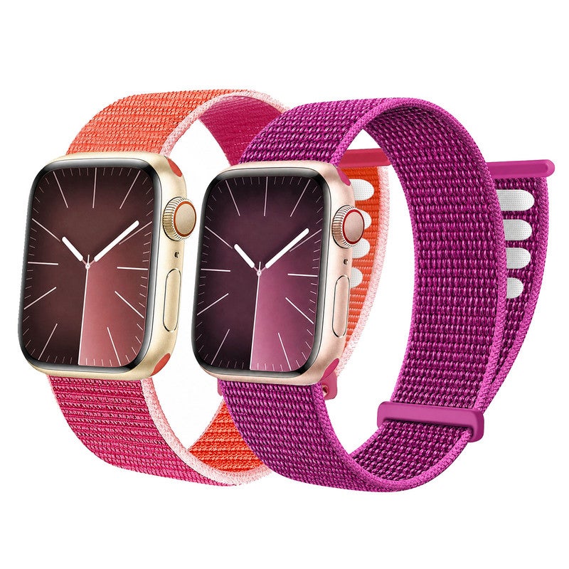 2pcs Pack Nylon Bands for Apple Watch, for 38mm/40mm/41mm/42mm(S10,S11), Soft Breathable Adjustable band for iWatch Series 11 10 9 8 7 6 5 4 3 SE, Berry - Image 1