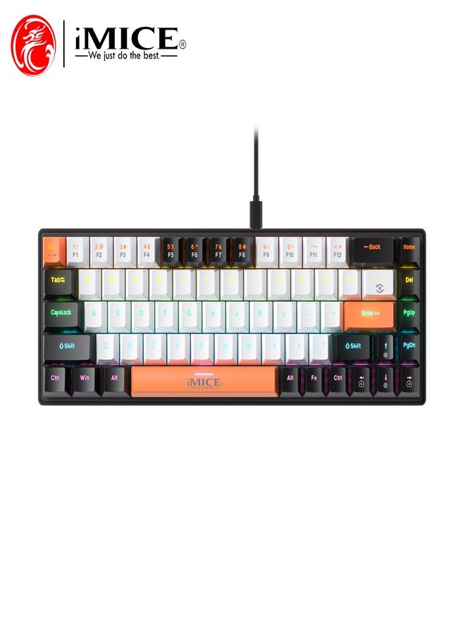 iMice RGB Mechanical Gaming Multi Keyboard –68-Key Compact Design with 5-Color LED Backlight, 10 Custom Lighting Modes & type c cable connect for Ultimate Performance. - Image 1
