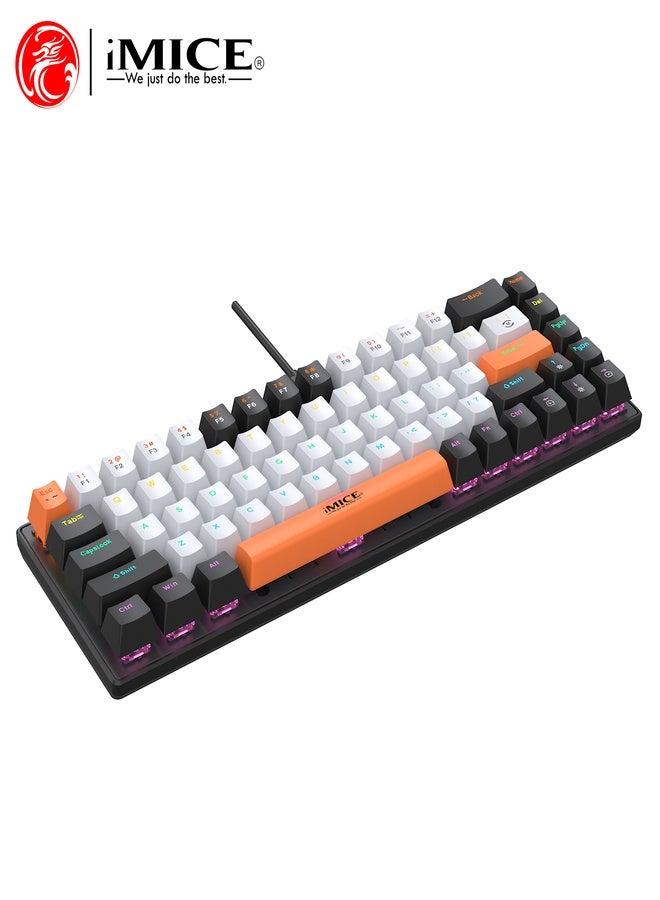 iMice RGB Mechanical Gaming Multi Keyboard –68-Key Compact Design with 5-Color LED Backlight, 10 Custom Lighting Modes & type c cable connect for Ultimate Performance. - Image 4