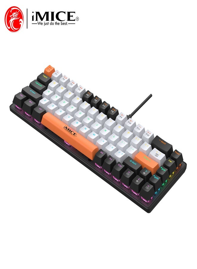 iMice RGB Mechanical Gaming Multi Keyboard –68-Key Compact Design with 5-Color LED Backlight, 10 Custom Lighting Modes & type c cable connect for Ultimate Performance. - Image 3