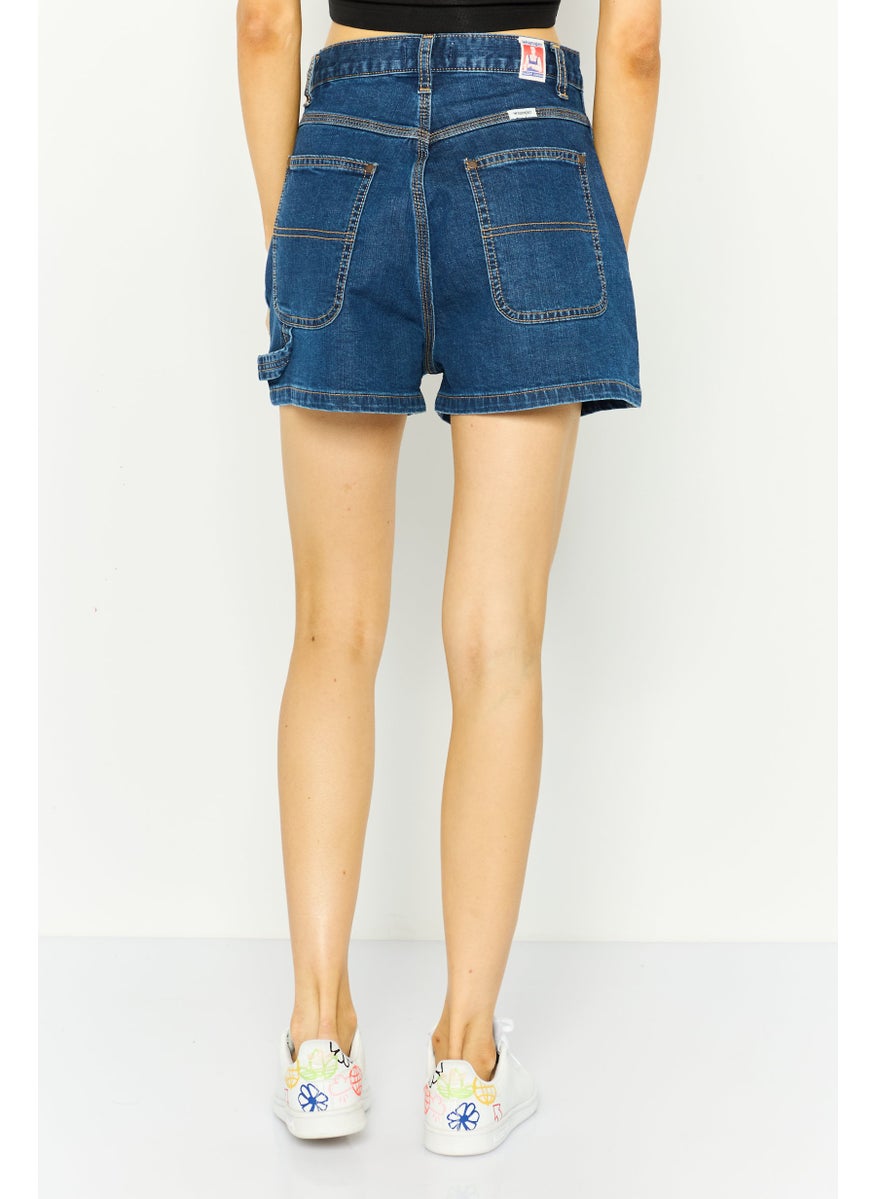 Wrangler - Women Plain Denim Mini Short, Blue - Image 1