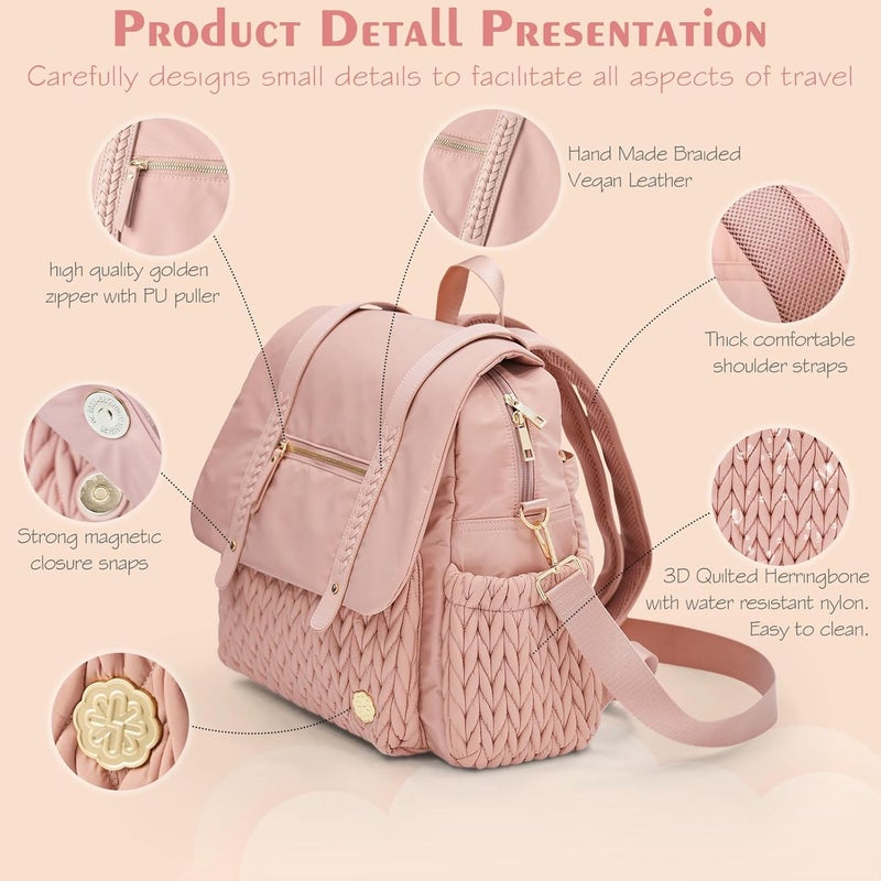SEWBOO Diaper Bag Backpack Large Capacity Convertible Travel Back Pack Waterproof Baby Bag for Mom and Girl - Image 3