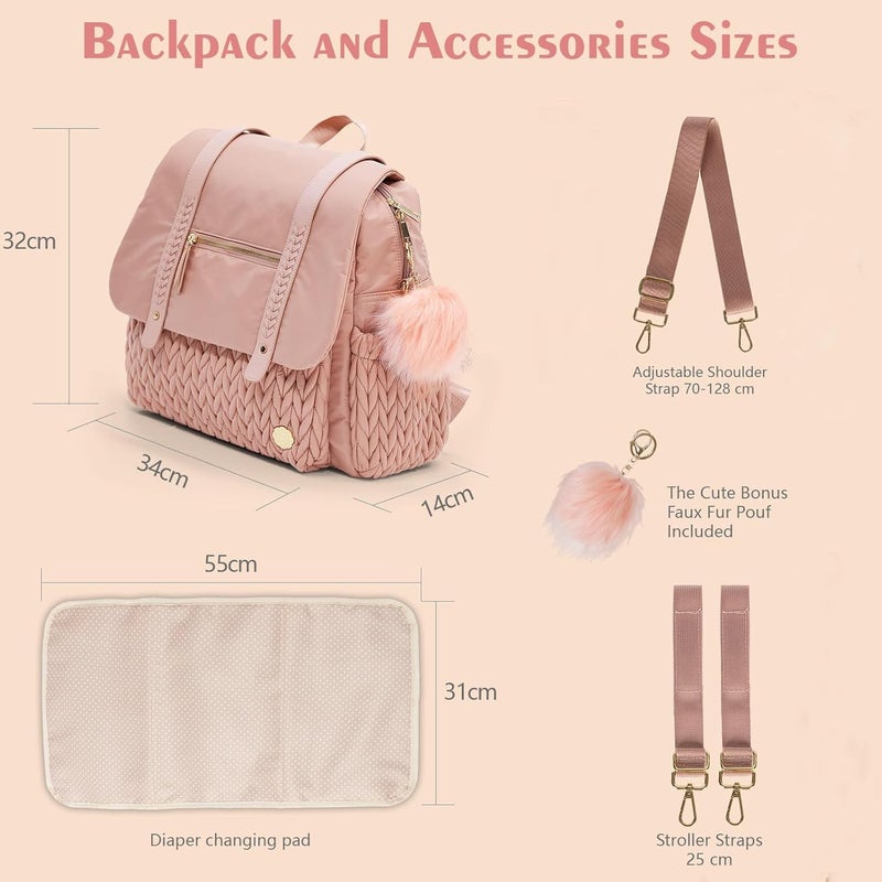SEWBOO Diaper Bag Backpack Large Capacity Convertible Travel Back Pack Waterproof Baby Bag for Mom and Girl - Image 4