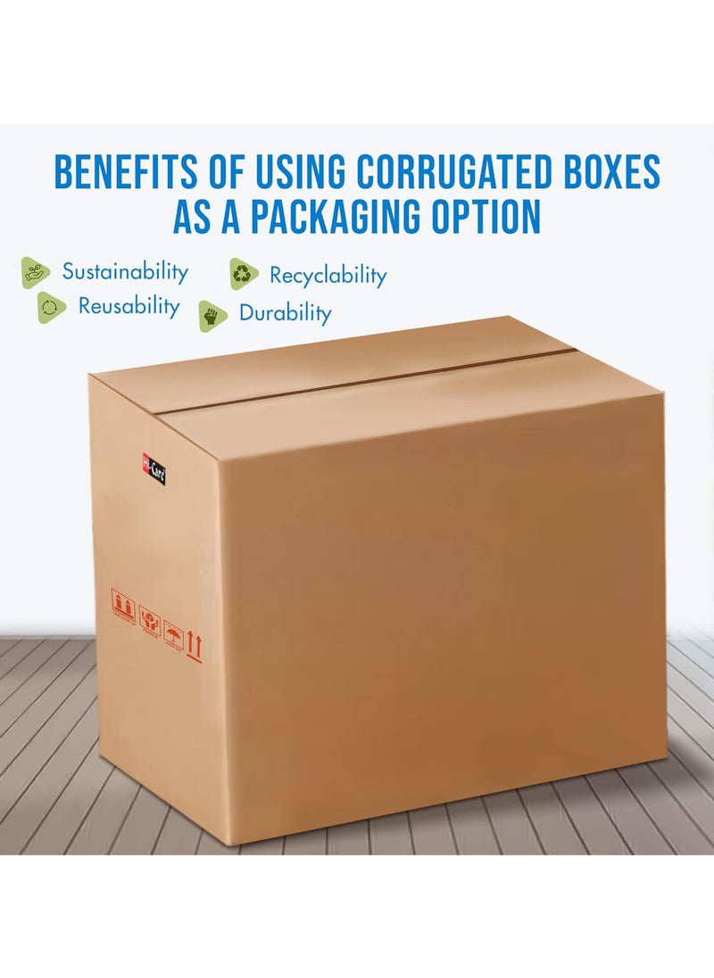 Hi Care Hi-Care Corrugated Cardboard Box 35 x 35 x 55 cm 5ply Pack of 5 Pcs Carton Box For Moving, Packing, Shipping & Storage Cargo Boxes Storage Boxes Moving Box  - Image 2