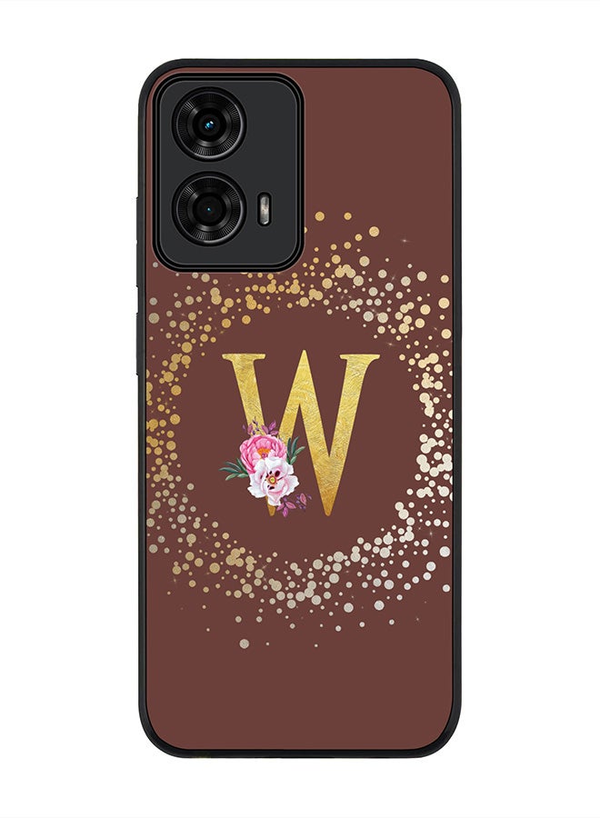 Stylizedd For Motorola Moto G04 / G04s Case,Slim fit Camera Protection, Shockproof Thin Phone cover - Custom Monogram Floral - W (Brown ) - Image 1