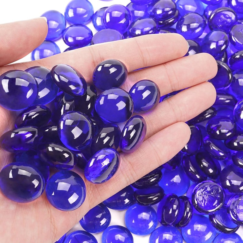 RUOJAS 1LB Cobalt Blue Flat Glass Marbles for Vases, Gemstone Beads Vase Filler Decorative Glass Pebbles for Fish Tank, DIY Crafts, Aquarium Decor Rocks - Image 5