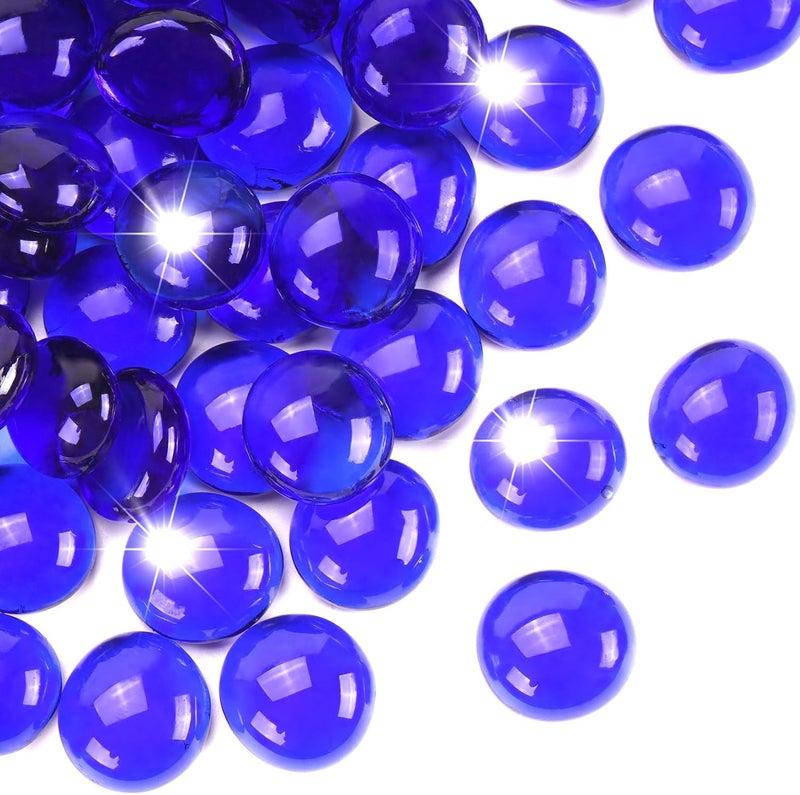 RUOJAS 1LB Cobalt Blue Flat Glass Marbles for Vases, Gemstone Beads Vase Filler Decorative Glass Pebbles for Fish Tank, DIY Crafts, Aquarium Decor Rocks - Image 1