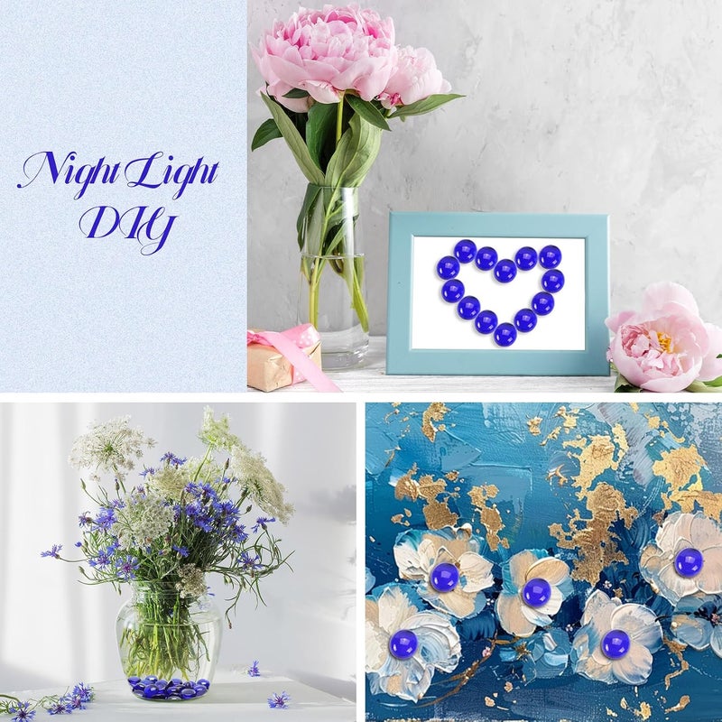 RUOJAS 1LB Cobalt Blue Flat Glass Marbles for Vases, Gemstone Beads Vase Filler Decorative Glass Pebbles for Fish Tank, DIY Crafts, Aquarium Decor Rocks - Image 4