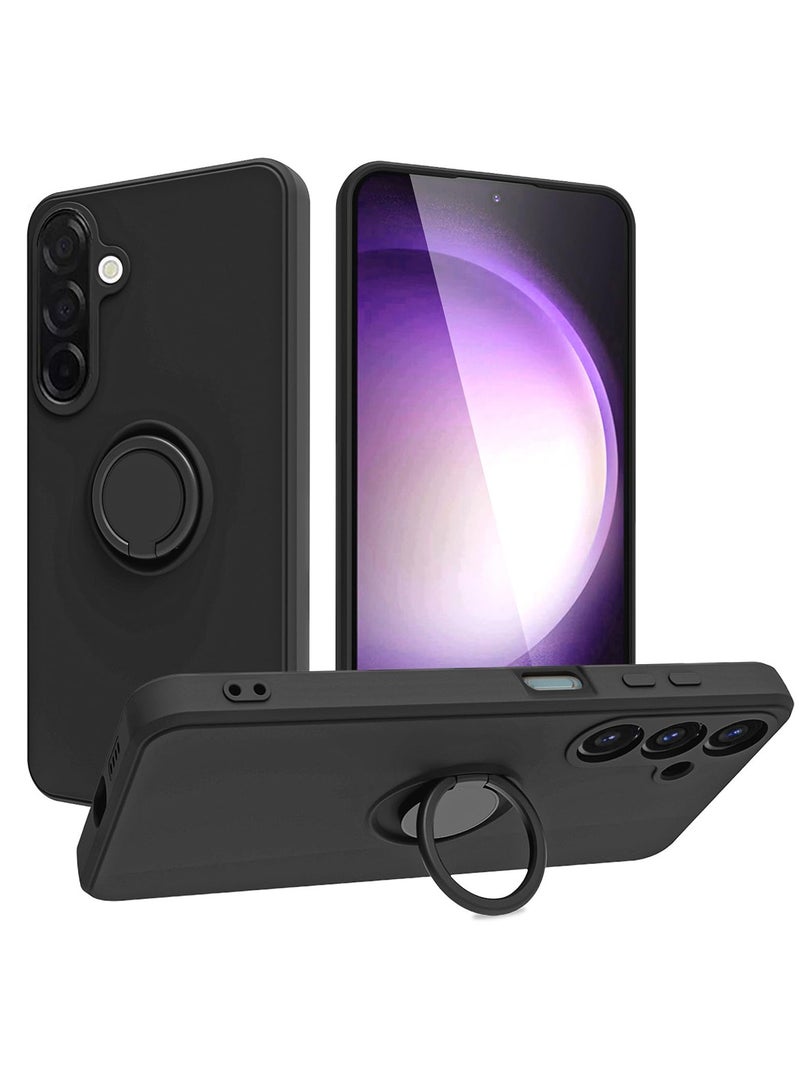 for Samsung Galaxy A26 5G Case, Liquid Silicone Flexible Edges Anti-scratch and Shockproof Circular Ring Support Car Magnets Phone Case Cover for Samsung Galaxy A26 5G, Black