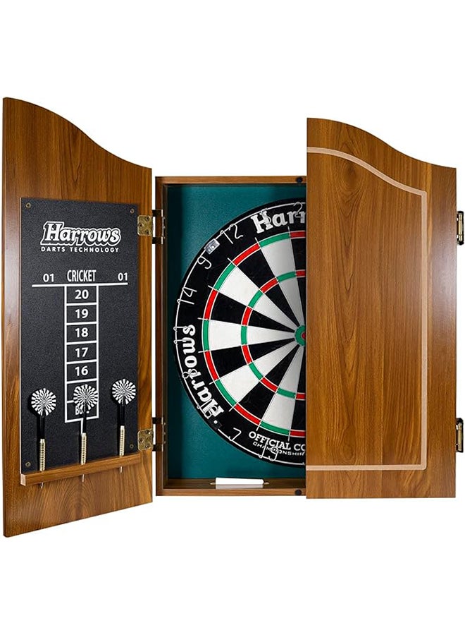 Harrows JE14 Unisex Adult Complete Choice Wooden Cabinet Dart Set - Brown, 64 cm - Image 3