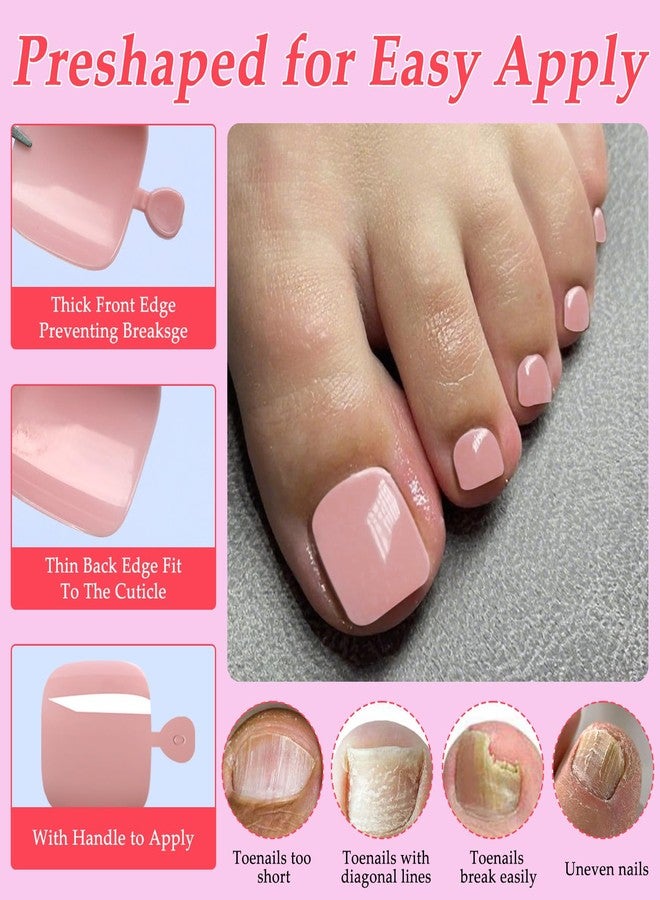Lifextol 120PC Pink Press on Toenails for Women Fake Toe nail Press ons Acrylic Toe Press on Nails Set, Pink Press on Toe Nails Press on Fake Toenails Press ons Acrylic Toe Nail Tips Kit & Glue Tab-M - Image 5
