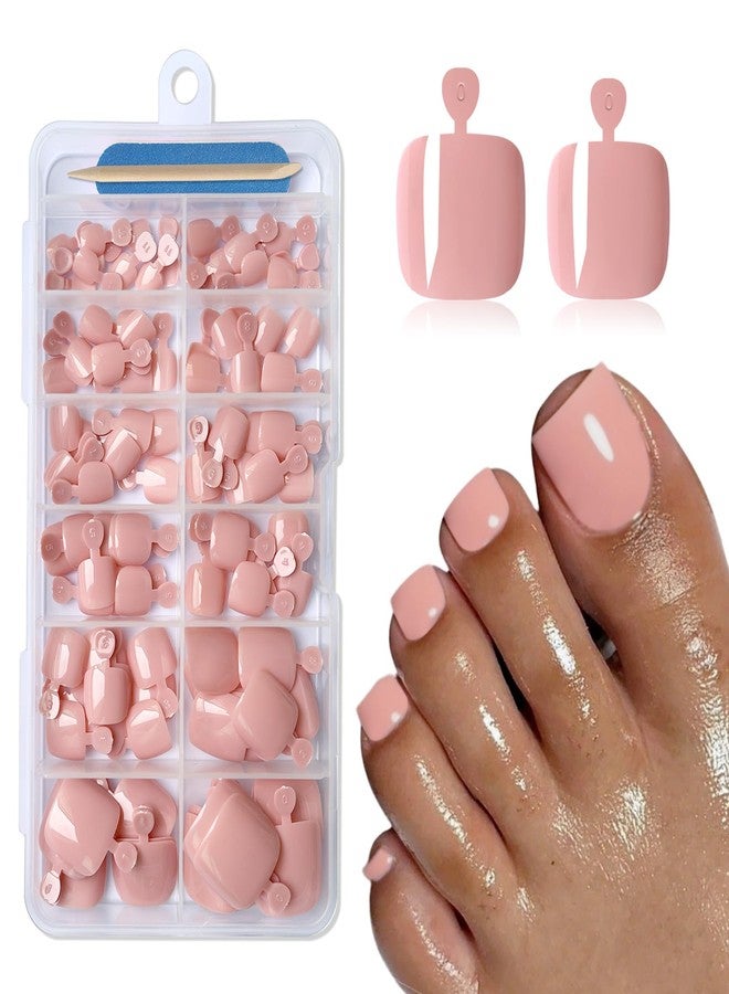 Lifextol 120PC Pink Press on Toenails for Women Fake Toe nail Press ons Acrylic Toe Press on Nails Set, Pink Press on Toe Nails Press on Fake Toenails Press ons Acrylic Toe Nail Tips Kit & Glue Tab-M - Image 1