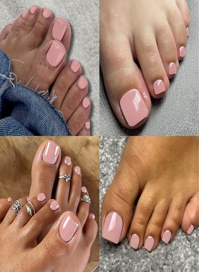 Lifextol 120PC Pink Press on Toenails for Women Fake Toe nail Press ons Acrylic Toe Press on Nails Set, Pink Press on Toe Nails Press on Fake Toenails Press ons Acrylic Toe Nail Tips Kit & Glue Tab-M - Image 2