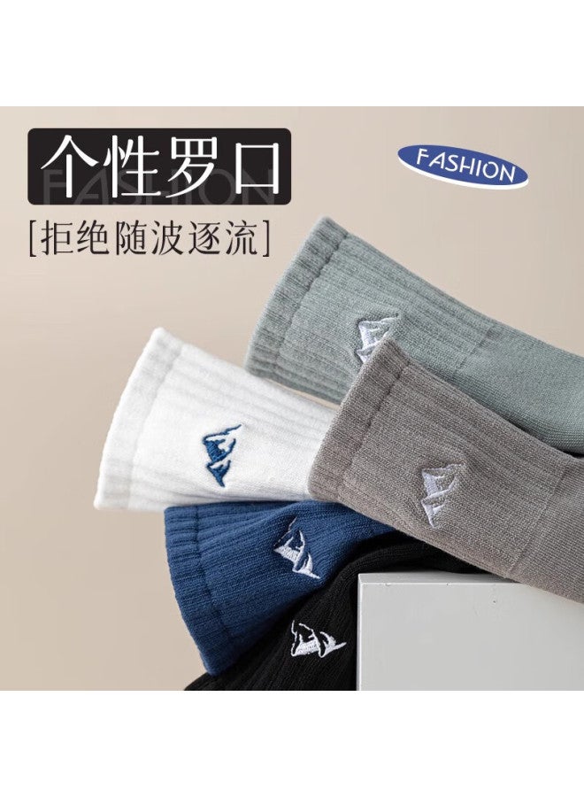 LANG SHA Langsha Men's Socks 10 Pairs Autumn Winter Xinjiang Cotton Mid-calf Antibacterial Deodorant Youth Sports Long Socks - Image 1
